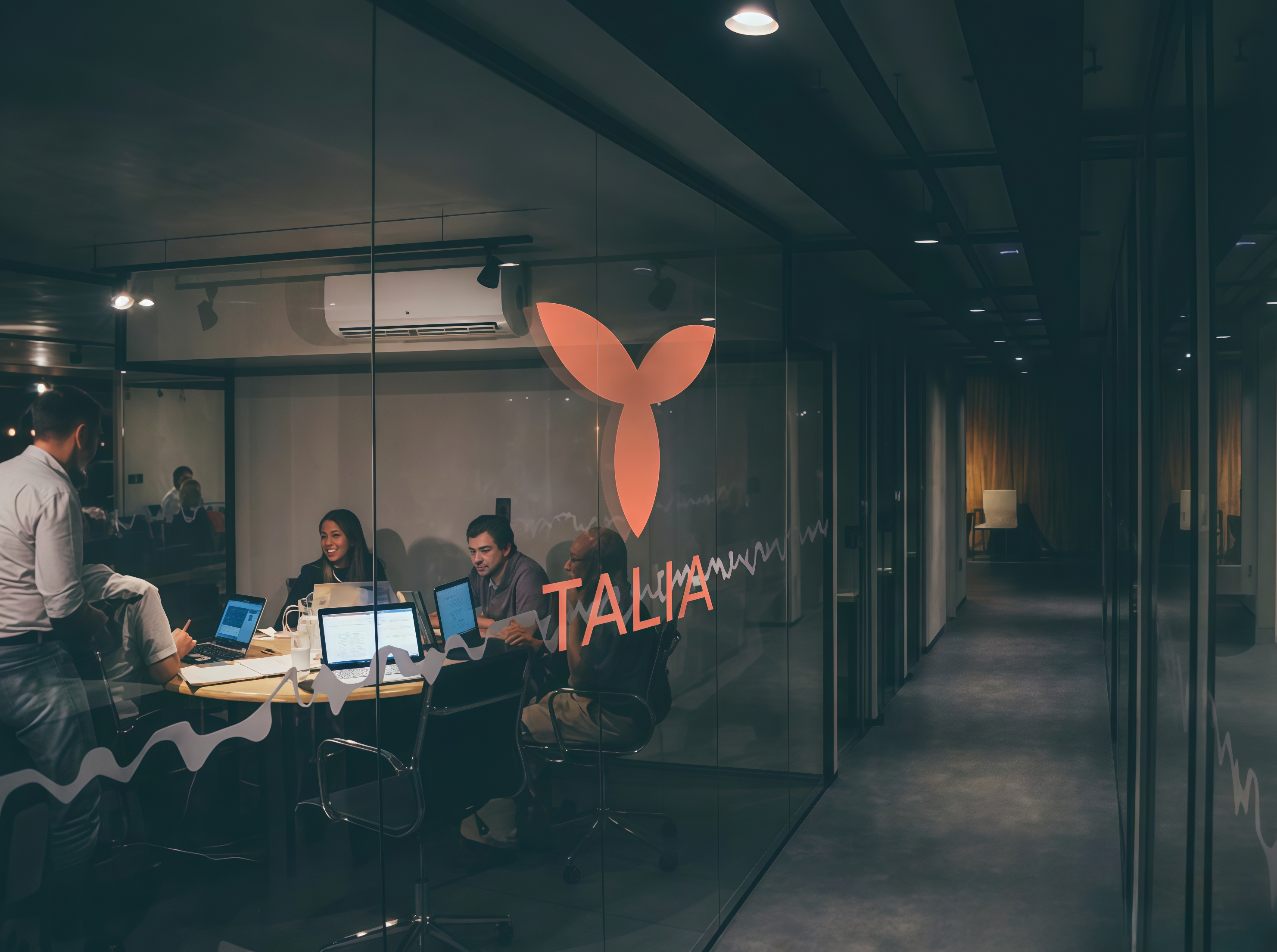Equipo trabajando en la sede de Talia
